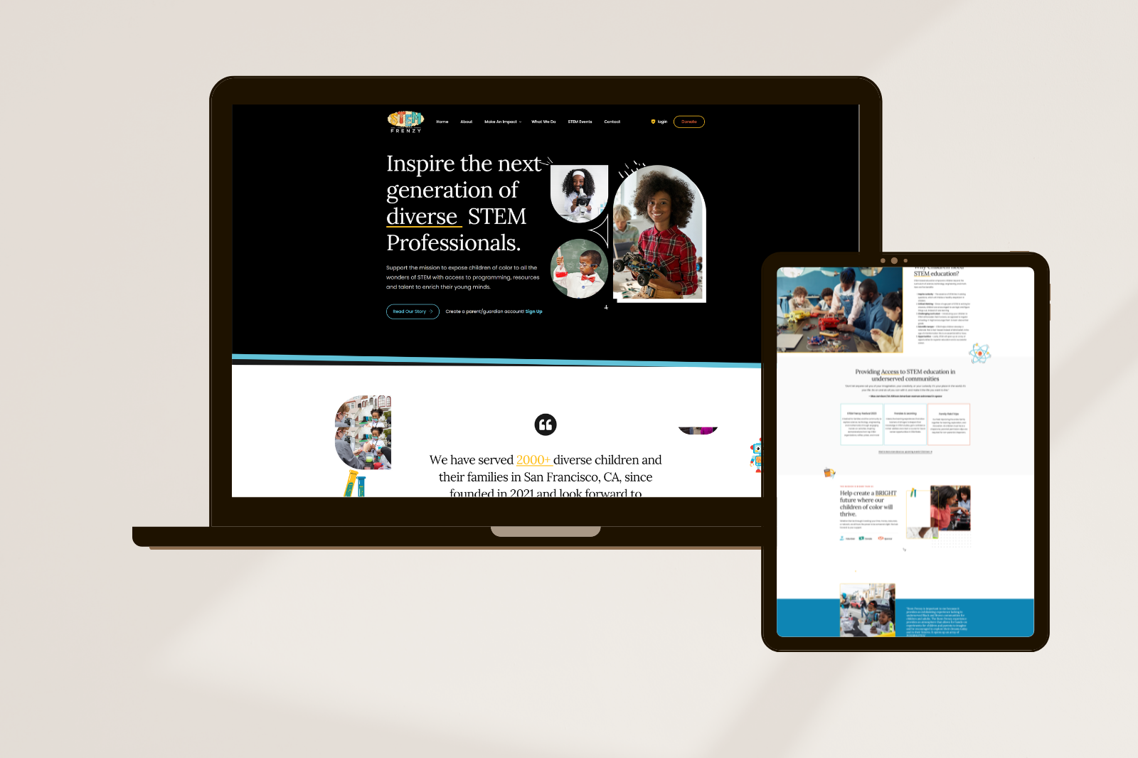 Nonprofit Web Design STEM Frenzy - Elite Vivant